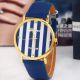 Klassische Frauen Genf Dark Blue Striped Kunstleder Analog Quarz Armbanduhren Armbanduhren Bild 1