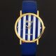 Klassische Frauen Genf Dark Blue Striped Kunstleder Analog Quarz Armbanduhren Armbanduhren Bild 6