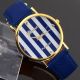 Klassische Frauen Genf Dark Blue Striped Kunstleder Analog Quarz Armbanduhren Armbanduhren Bild 7