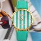 Frauen Leatheroid Klassische Genfer Streifen Print Analog Quarz - Armbanduhr Grün Armbanduhren Bild 5