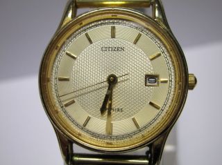 Armbanduhr Citizen Watch Sapphir Quartz Datum Goldfarben Waterresist Zugband Bild