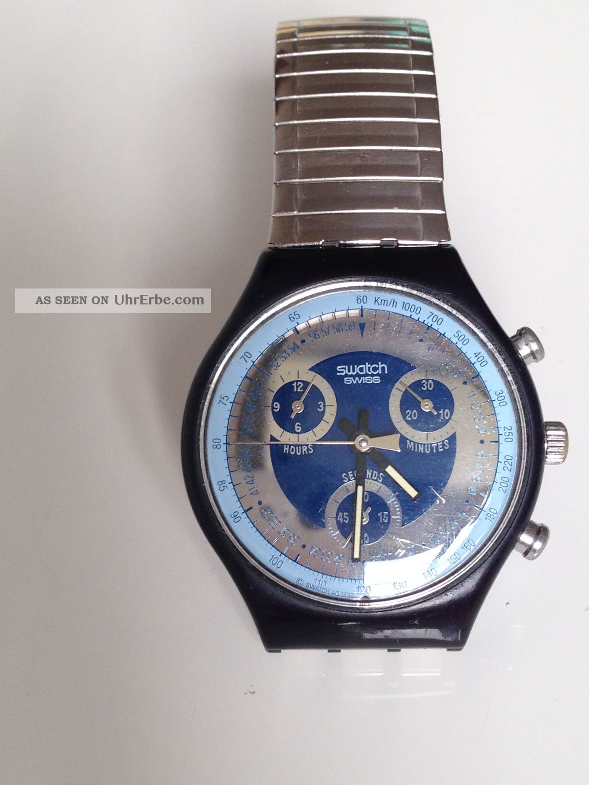 Swatch Chronograph Twenty Two Jewels, Metallarmband, Blau, Swatch Uhr