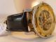 Tillberg Automatik Skelett Uhr Mechanisch Stahl Gold Farben Skeleton Mens Watch Armbanduhren Bild 5