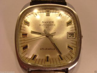 Vintage 50er 60er Anker Automatic 67 Herren Uhr 25 Jewels Datum Watch Montre Bild