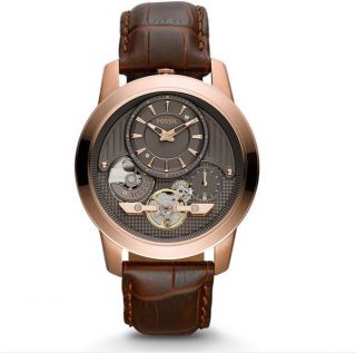 Fossil Grant Twist Herrenuhr Automatik Braun Leder Me1114 - Bild