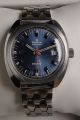 Vintage Armbanduhr Automatic Edox Delfin Mit Blauen Zifferblatt In Edelstahl Armbanduhren Bild 1