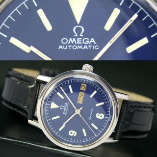 1984er Vintage Omega Geneve Automatik 1020 Schnell Day Datum Stahl Uhr Watch Bild