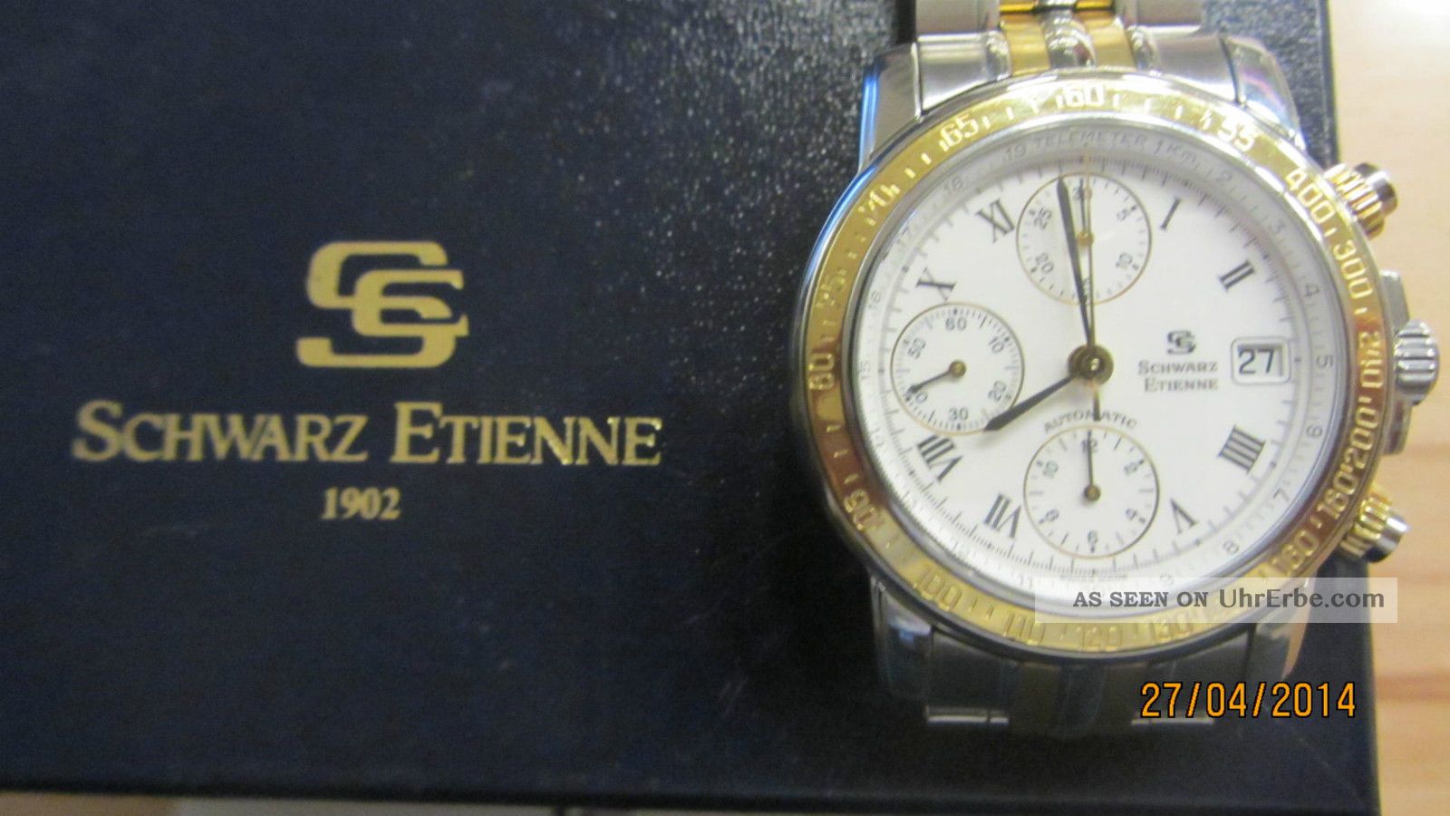 Schwarz Etienne Automatik Swiss Chronograph Stahl / Gold Und Papiere Armbanduhren Bild