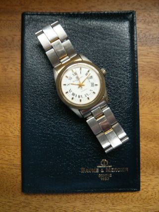 Baume & Mercier Genève Baumatic Automatic Date Armbanduhr Geriffelte Lünette Bild