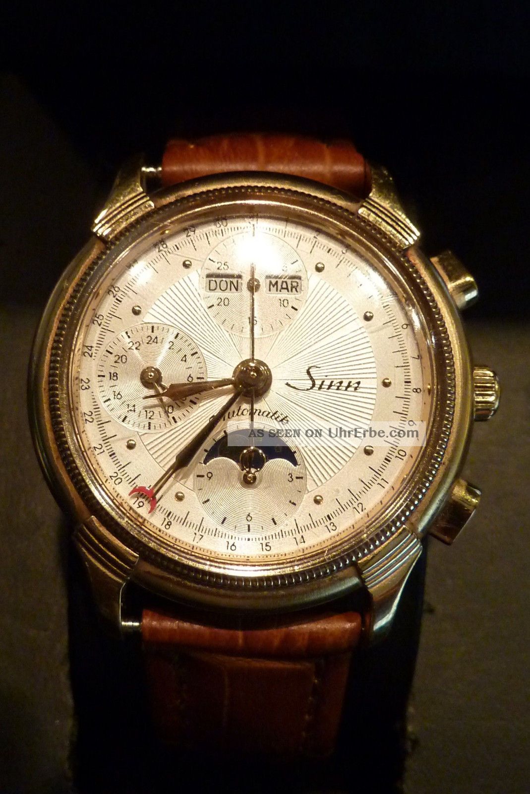 Sinn 6015 Mondphase Automatik Chronograph Glasboden Box Papiere
