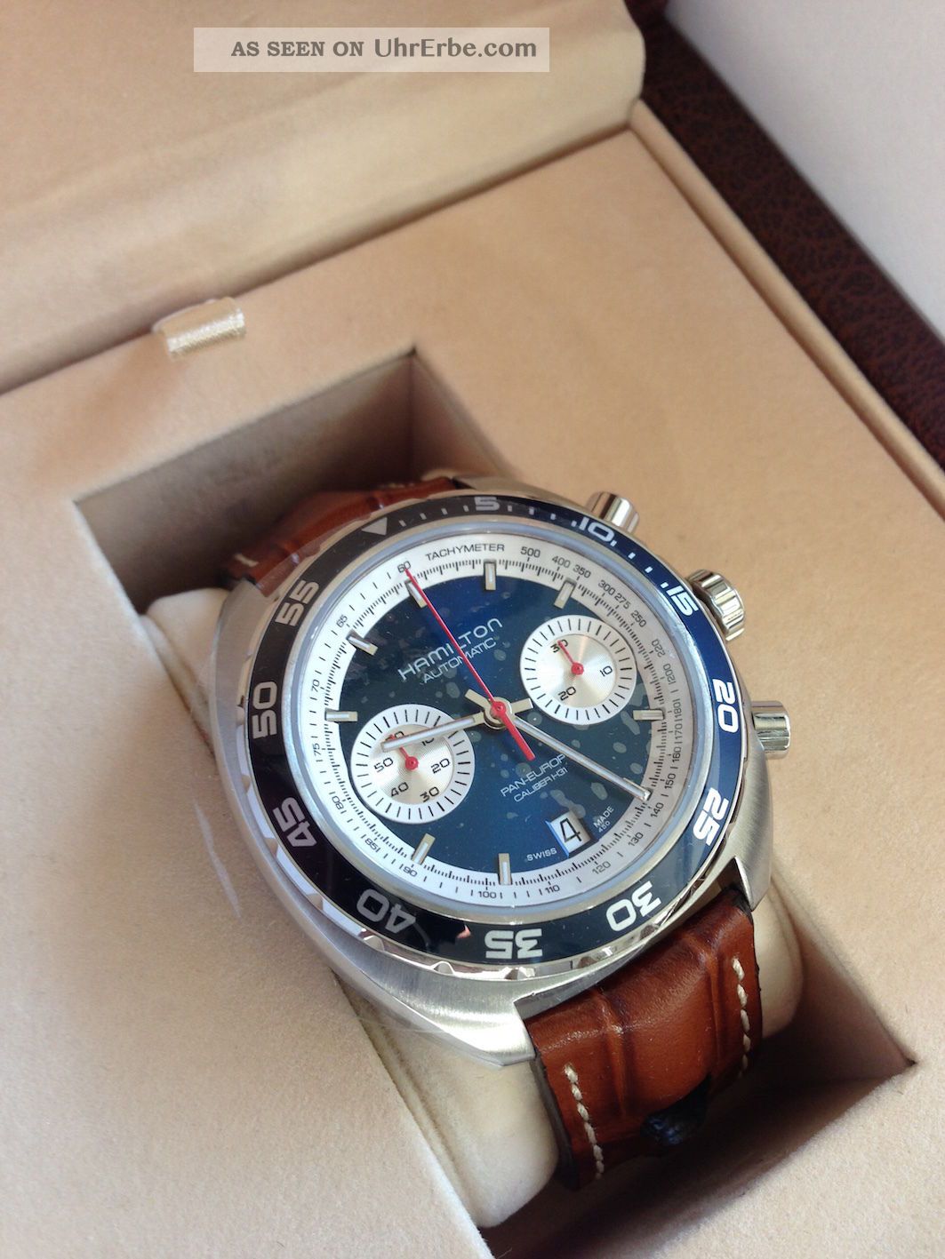 Hamilton Pan Europ Chronograph,  Zb Blau,  Blue,  Limited Edition 0553 Von 1971 Armbanduhren Bild