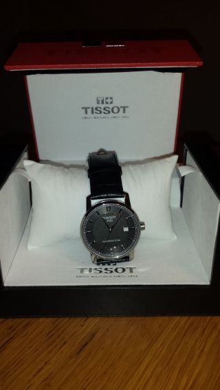 Tissot Titanium Powermatic 80 Armbanduhr Schwarz Lederarmband Bild