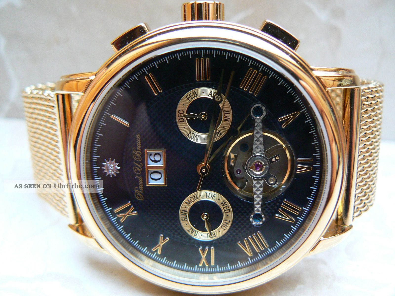 Raoul U.  Braun Rub 05 - 0188 Automatikuhr Ip - Vergoldet Chronograph Edelstahl Uhr Armbanduhren Bild