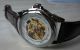 Edle Automatik Skelett Herrenuhr,  Glasboden Gangreserve Rot - Braun - Top Uhr Armbanduhren Bild 1