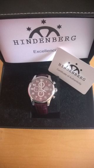 Hindenberg 210 - H Excellence Edelstahl Armbanduhr Automatik Herrenuhr Leder Bild