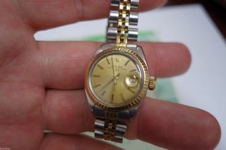 Edle Gebrauchte Rolex Lady Date Just Automatik In Stahl & Gold Mit Papiere 25mm Bild