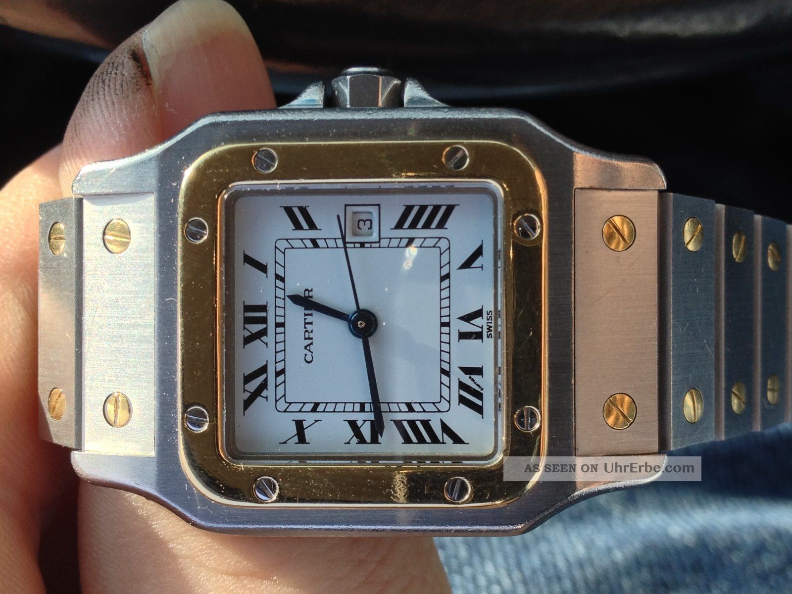 Cartier Santos Automatic Stahl/gold 18kt.  Herrenuhr Incl.  Box Und Papiere Armbanduhren Bild