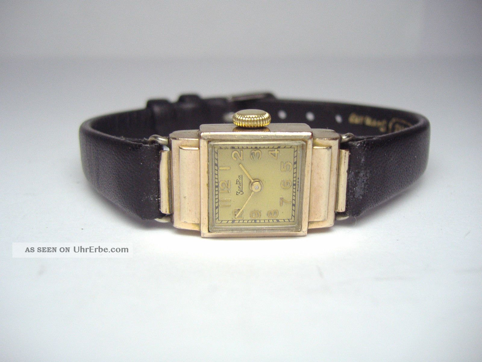 Zentra Vintage Damenuhr Mit Di - Modell Lederband Um 1935 20 Micron Wälzgold Armbanduhren Bild