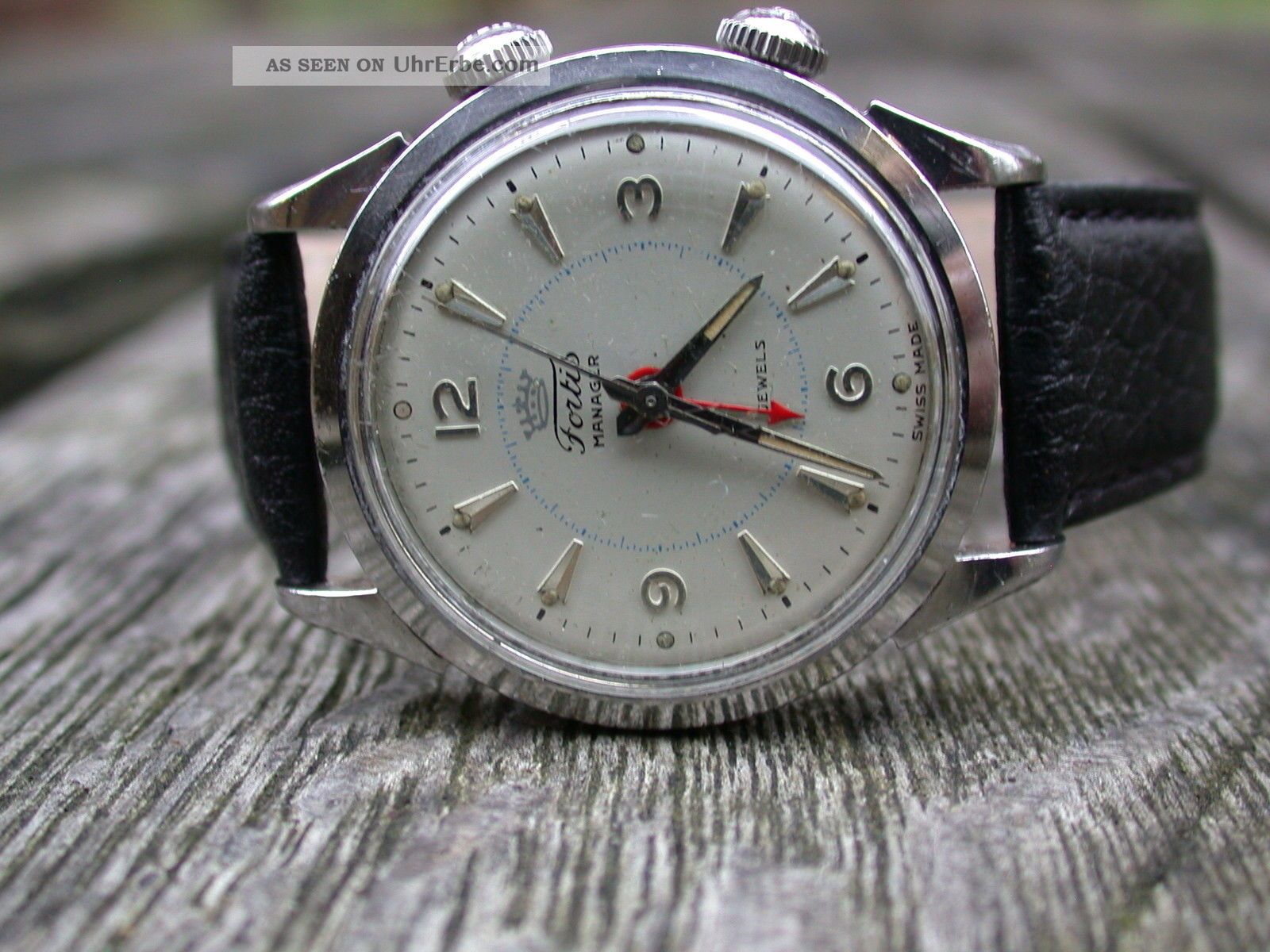 Rare Vintage Alarm Fortis Manager Wristalarm Armbandwecker Hau Herrenuhr Armbanduhren Bild