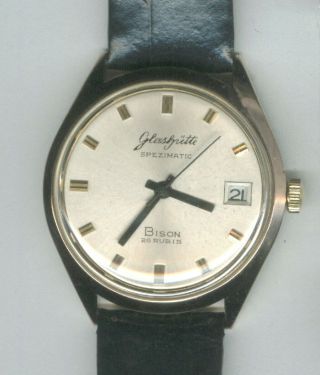 Herrenuhr GlashÜtte Gub Mechanisch Doublegold GehÄuse Lederbamd Top Uhr Bild