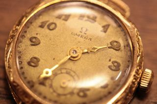 Omega Damenuhr - 1920 Er Jahre - 585 / 14 Kt Gold - Seltene Rarität - Antik Uhr Bild