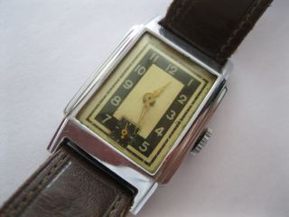 Schöne,  Alte Armbanduhr Rechteckig 40er Jahre Schwarz/weiß Mech.  Werk Handaufzug Bild