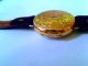 Antike Armbanduhr 750er/18 Kt.  Gold.  Handaufzug - Mittelgroß - Verziert Vintage Armbanduhren Bild 4