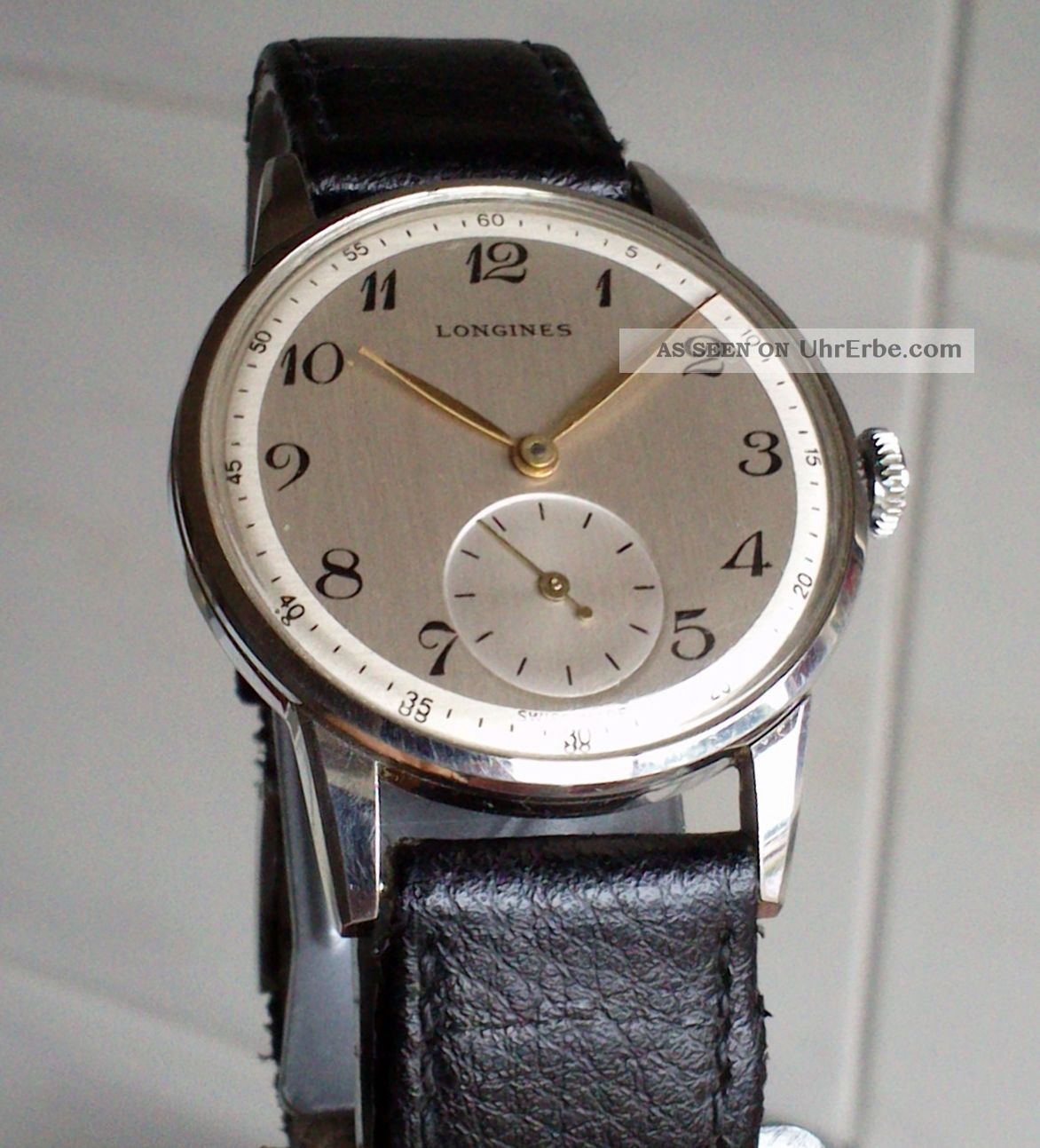 1950s Big (35mm) Longines Stahl Steel Herrenuhr Men´s Watch