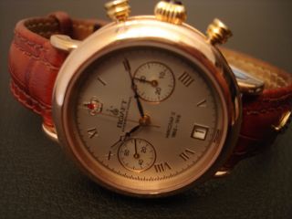 Poljot International Nikolai Chronograph 14k 585 Rose Gold Russian Watch Полет Bild