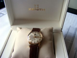 Zenith Massiv 9kt (0,  375) Massiv Gold Herren Uhr Armbanduhr Vintage,  Box Bild