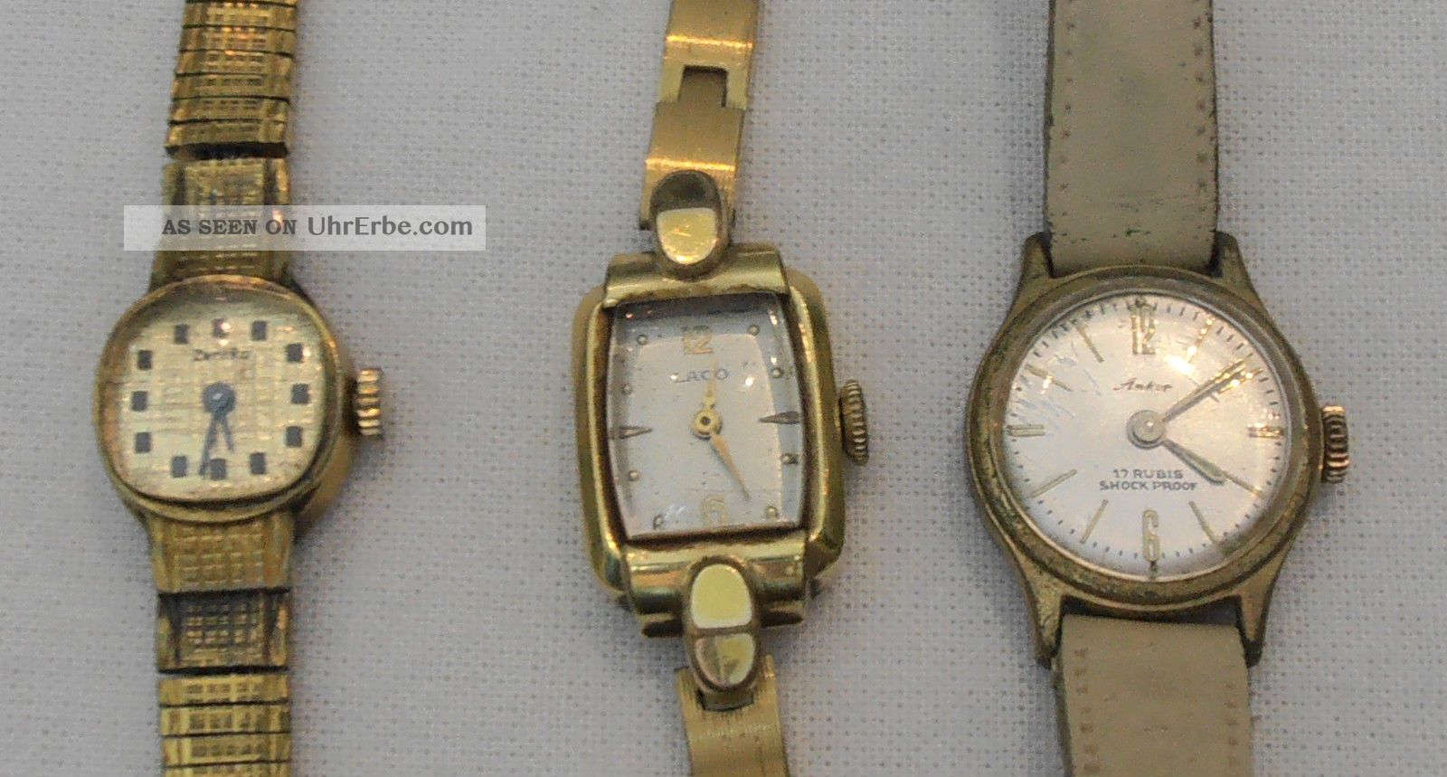 3 Alte Damenuhren.  Marke : Anker,  Zentra,  Laco / Vergoldet Armbanduhren Bild