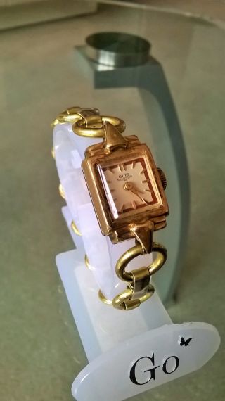 Sehr Schöne Alte Glashütte Damen Armbanduhr Vergoldet Bild