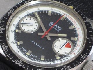 Bwc Chronograph 70er Jahre Herren - Armbanduhr Mech.  Valjoux 7733 Tachymeter Diver Bild