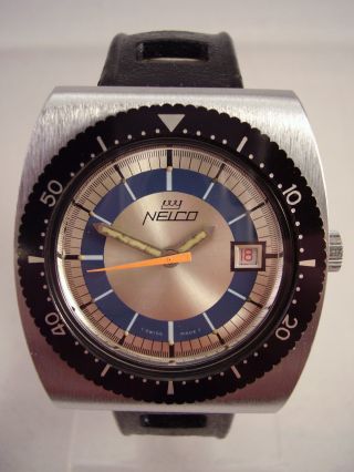 Top 70er Jahre Nelco Armbanduhr Handaufzug Mechanisch Herrenuhr Taucheruhr Watch Bild