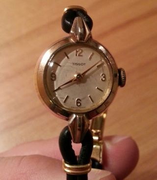 Tissot - Damen Armbanduhr - Vintage - Swiss - Handaufzug - Selten Lederarmband Bild