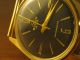 Buler De Luxe,  Herrenarbanduhr Vergoldet,  60er Jahre Mit Schwarzem Zifferblatt Armbanduhren Bild 1