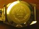 Buler De Luxe,  Herrenarbanduhr Vergoldet,  60er Jahre Mit Schwarzem Zifferblatt Armbanduhren Bild 4
