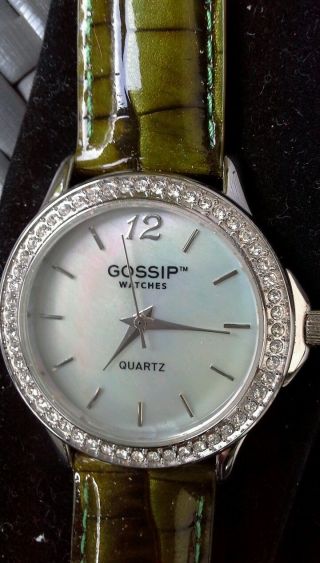 Gossip Watches,  Uhr,  Grün,  Armband Echt Leder,  Marmor Zifferblatt,  Strass Bild