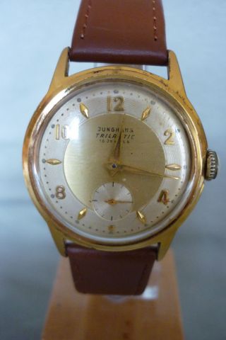 Herrenuhr Junghans Trilastic 16 Jewels Mechanisch Handaufzug Uhr Armbanduhr Bild