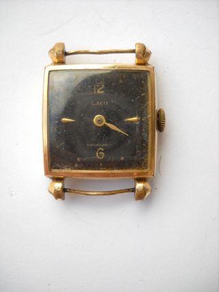 Laco,  Armbanduhr,  Handaufzug,  Vergoldet,  Scharnier - Gehäuse Bild