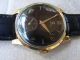Omega 18 Karat Gold Uhr Handaufzug Kaliber 266 Schwarzes Blatt Kleine Sekunde 1a Armbanduhren Bild 1