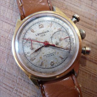Lemania 105 Chronograph Herrenuhr Armbanduhr Uhr Swiss 17 Jewels Vergoldet Bild