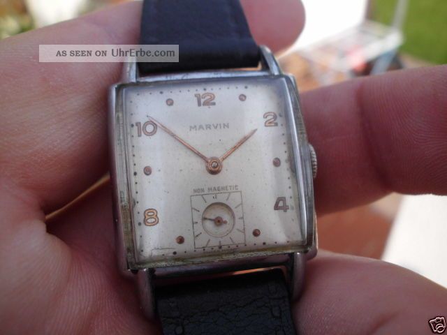 Alte Armbanduhr Marvin - Mechanisch Mit Sekunde Bei Der 6 - Swiss Made Armbanduhren Bild