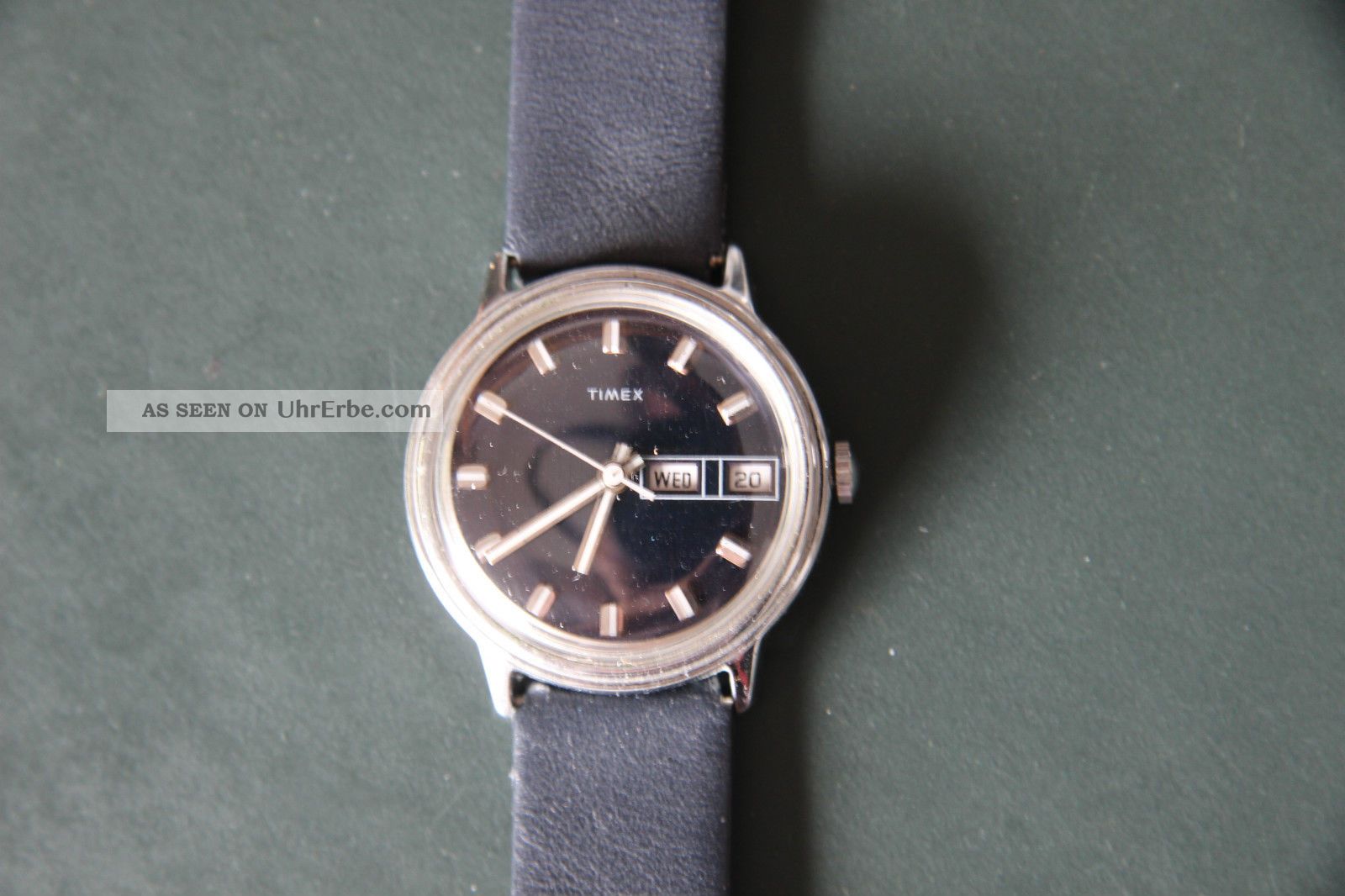 Schöne Blaue Timex Herrenarmbanduhr Hau Handaufzug Mit Datum Und Wochentag Armbanduhren Bild