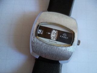 Schöne Große Ruhla - Karex,  Digitaluhr - Scheibenuhr Aus Uhrensammlung 70er Jahre Bild