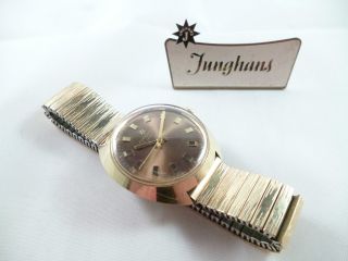 Vintage Junghans Handaufzug Uhr - Gold / Braun 1970´ger Jahre - Läuft Bild