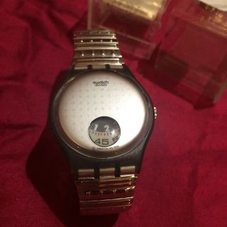 Swatch Gent Flex Silver Plate Gm129 Raffinierte Zeitanzeige Spyhole Display Ovp Bild