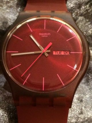 Swatch Gent Burgundy Rebel Suor702 Ovp Nib Pünktlich Unter´m Baum Bild