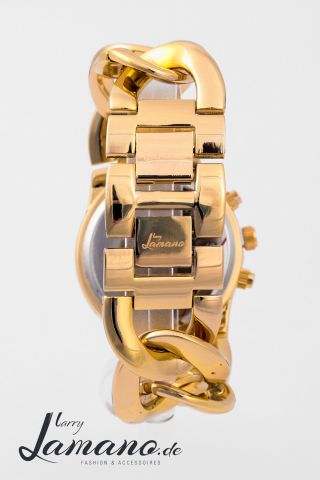 Armbanduhr Uhr Edelstahl Damen Watch Gold Chronograph - Larry Lamano & Ovp Bild