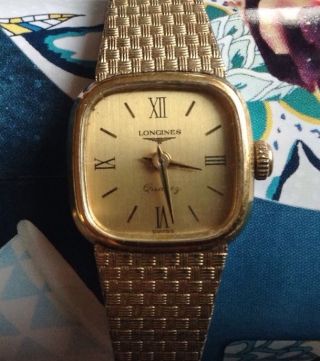 Vintage Frauen Longines 10k Gp Armband Uhr Look Bild